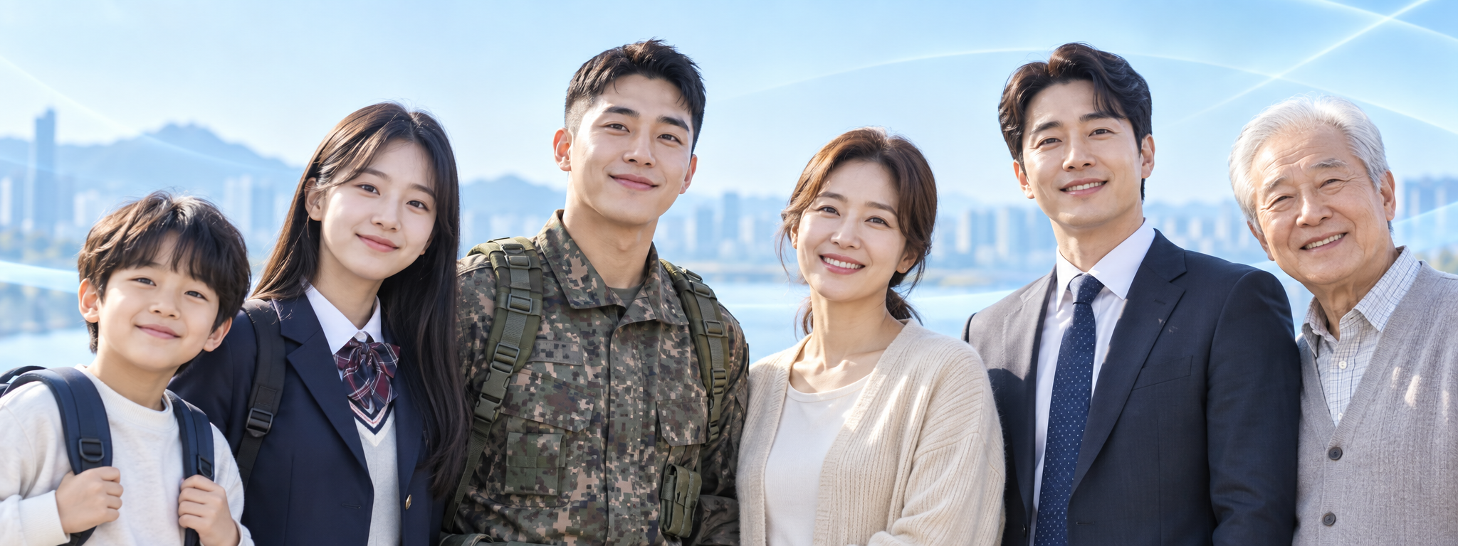 초등학생, 중고등학생, 군인, 주부, 사업가, 시니어 사용자 전체 모습